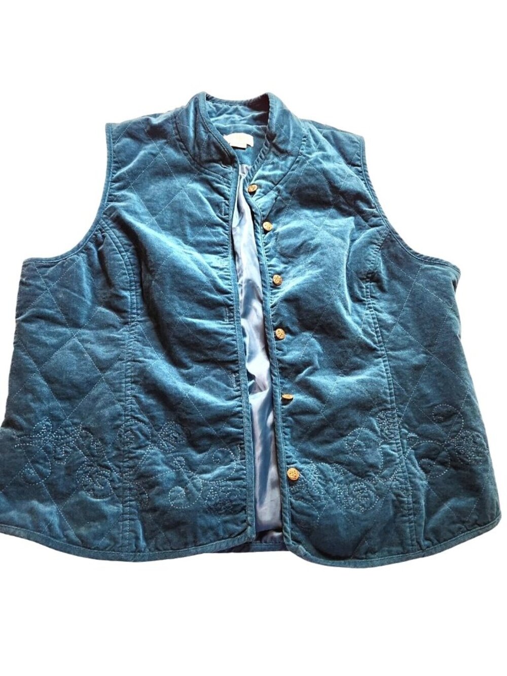 Quilted vest City Blues By Koret Teal blue XL Cotton blend fall autumn womens